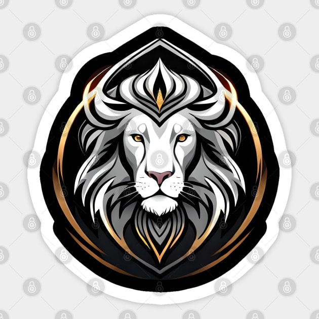 white lion face logo Sticker by Dandeliontattoo